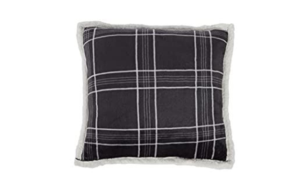 CHECK PRTD FLEECE CUSHION GREY 45x45