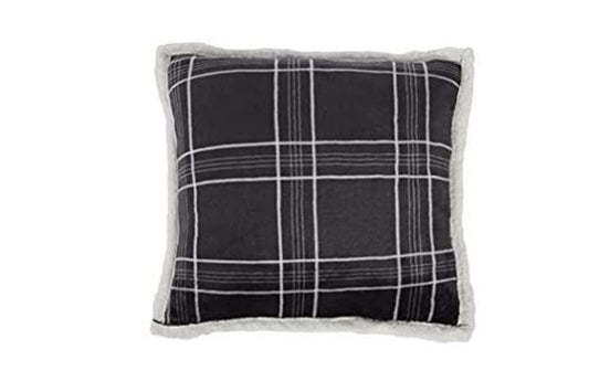 CHECK PRTD FLEECE CUSHION GREY 45x45