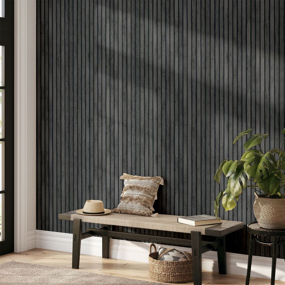 Wood Slats Charcoal/Grey SW12