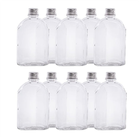 Glass Flask Bottles with Lids 200ml - Set of 10 | Pukkr