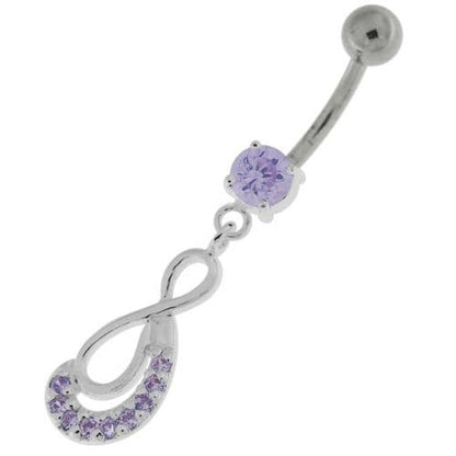 Crescent Nine Stones Jeweled Infinity Navel Belly Button Ring