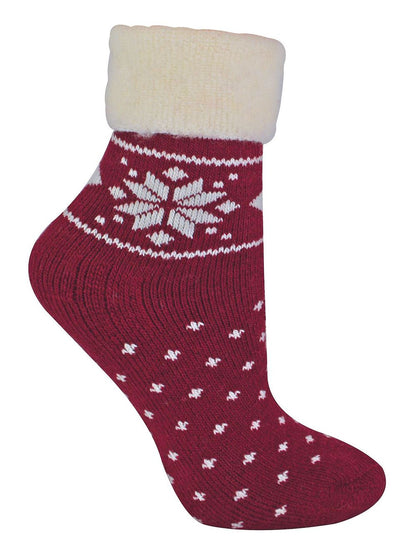 Ladies Wool Lounge Socks with Fairisle Design