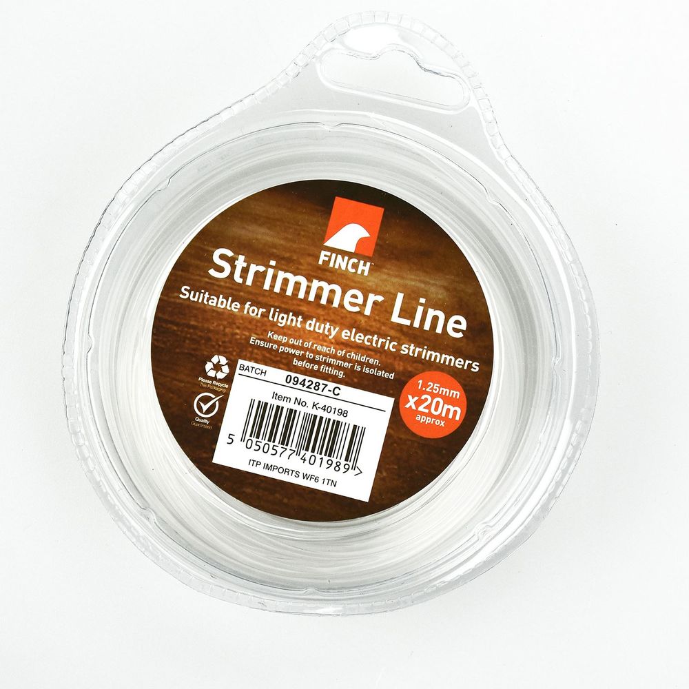 (DISC-GEM is sending 15m - it is smaller) CC 1.25mm 20m Nylon Strimmer Line Cord Bushcutter String White K-40198 GAR0823