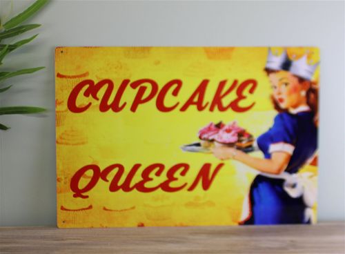 Vintage Metal Sign - Pin Up Girl, Cupcake Queen