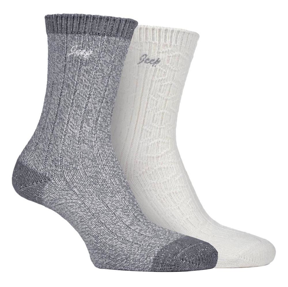 Jeep - 2 Pr Ladies Supersoft Cable Boot Socks