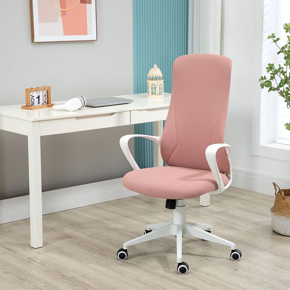 Vinsetto High-Back Home Office Chair Height Adjustable Elastic Desk Chair Pink