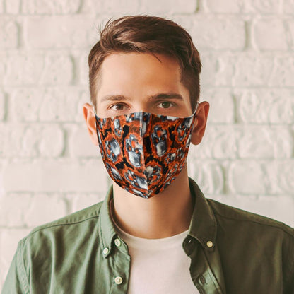 Reusable Mens Face Mask PMS-755036 AS-05404 ORANGE SKULLS