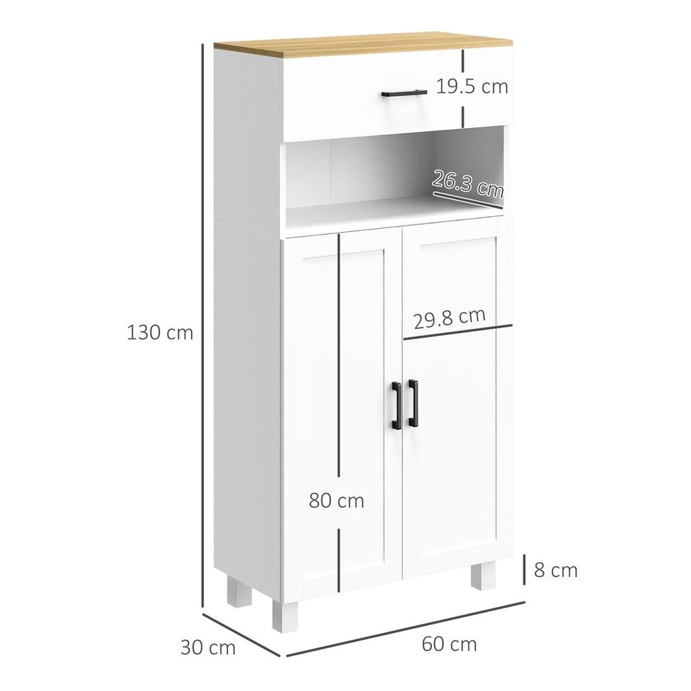 HOMCOM Kitchen Cupboard Storage Cabinet with Drawer, Countertop, White