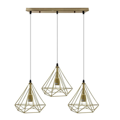 Gold Vintage Industrial E27 Ceiling Hanging Light Cage Shade Loft Style Metal Ceiling Pendant Lamp