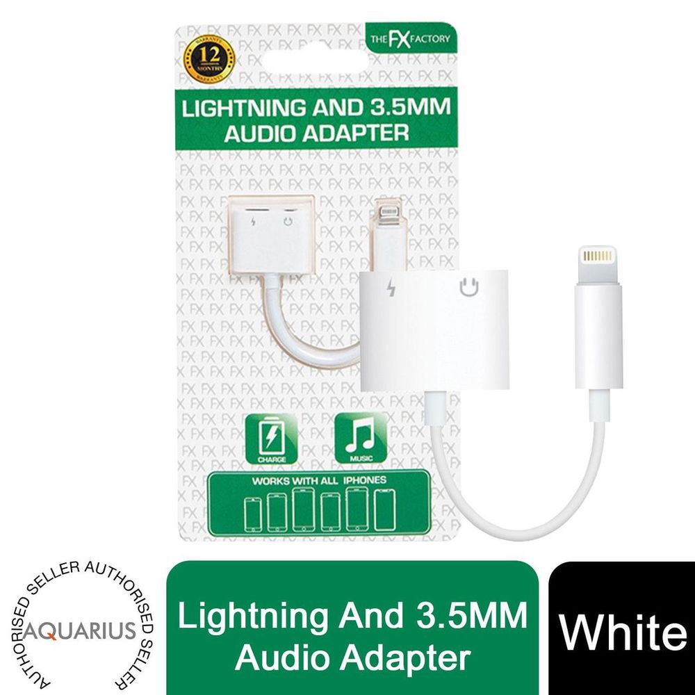 The FX Factory Lightning & 3.5mm Audio Adapter, White