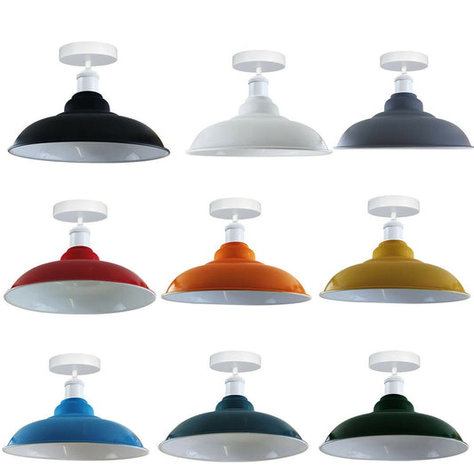 Modern Industrial Style Ceiling Light s Metal Flush Mount Bowl Shape Shade Indoor Lighting