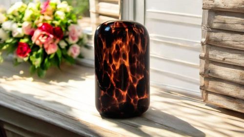 Leopard Print Glass Vase 21.5cm