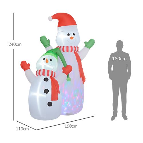 Outsunny 8FT Christmas Inflatable Snowman with Rotating Colorful LED Light