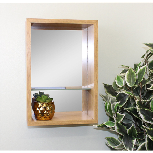 Small Veneered Mirror Shelf Unit, 31x21cm