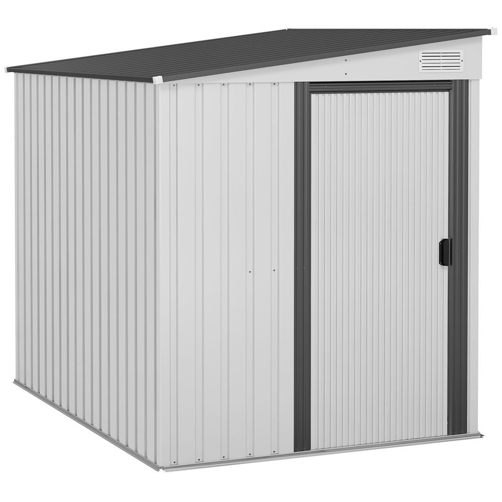 Outsunny 5 x 7FT Garden Shed with Foundation Lean to Metal Tool Shed White