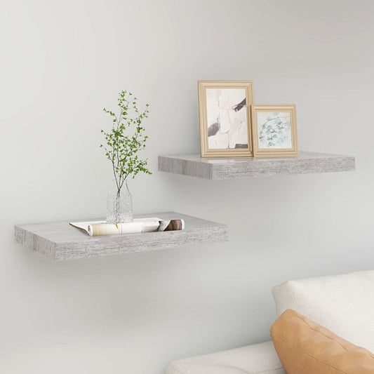 Floating Wall Shelves 2 pcs Concrete Grey 50x23x3.8 cm MDF