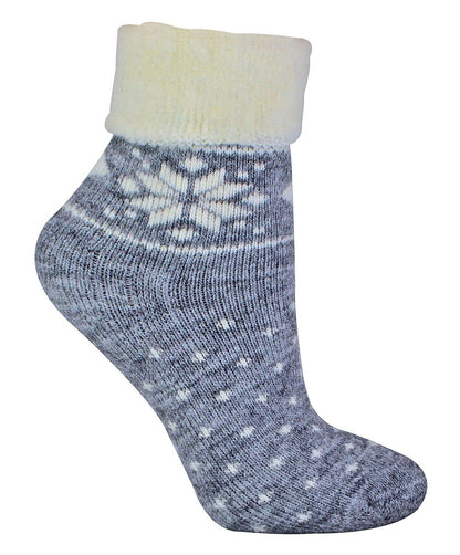 Ladies Wool Lounge Socks with Fairisle Design