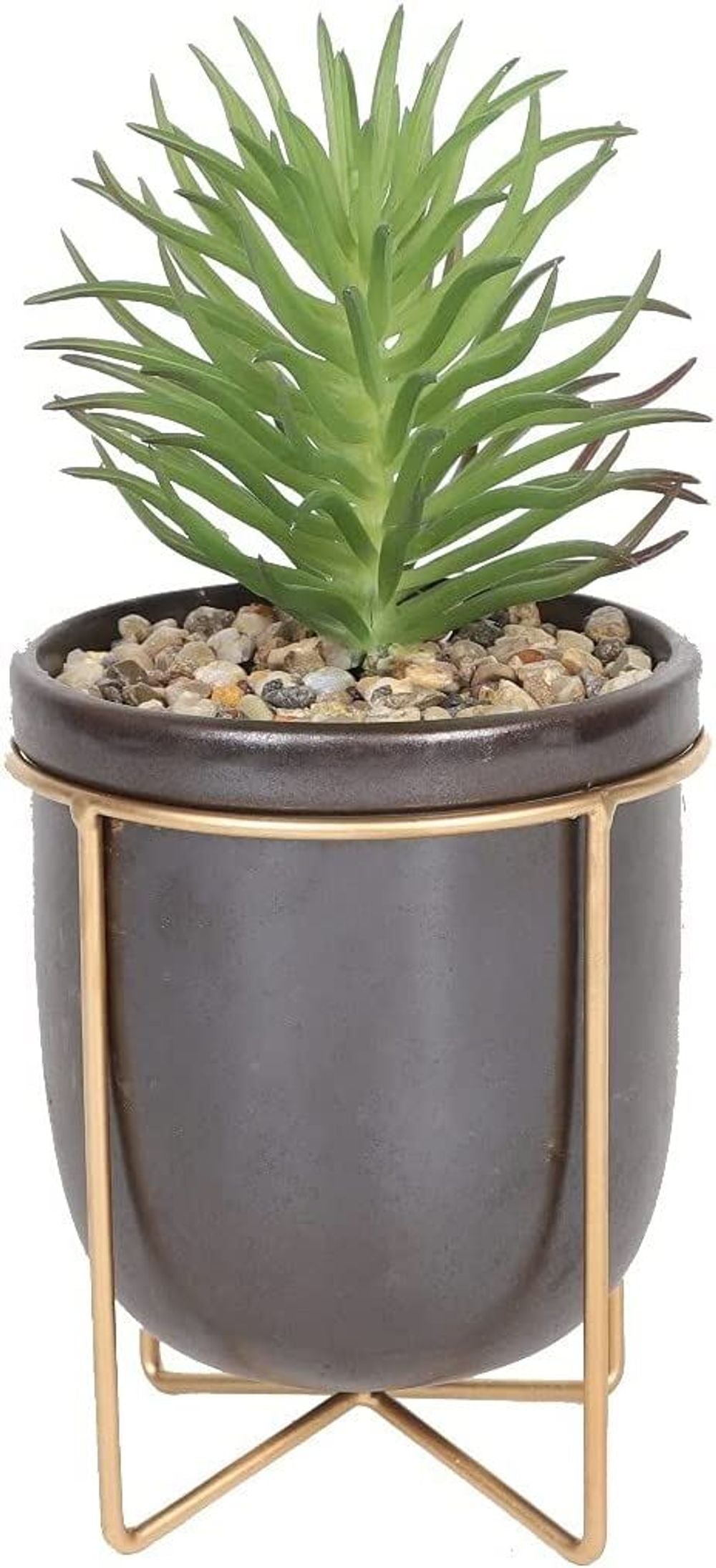 ARTIFICIALPLANT GREEN LEAF GREY POTSTAND