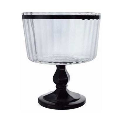 Glass Cake Server with Stand Black 20cm