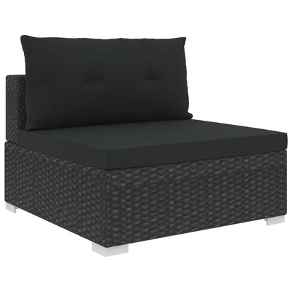 6 Piece Garden Lounge Set with Cushions Poly Rattan Black