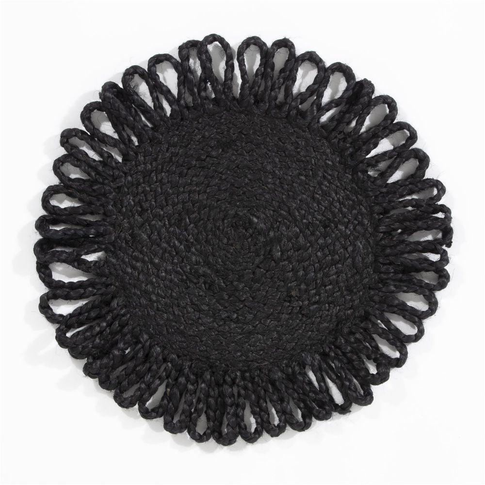 Thames Jute Star Crochet Black Placement, Set of 2