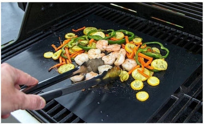 2 - 6PC Universal Non-Stick BBQ Grill Mat 40 x 33cm Reusable Dishwasher Safe