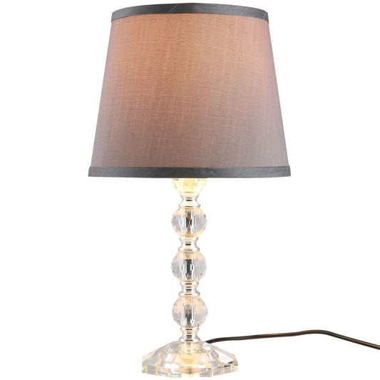 Crystallite Table Lamp w/ Fabric Lampshade Switch Beautiful Glass Elegant