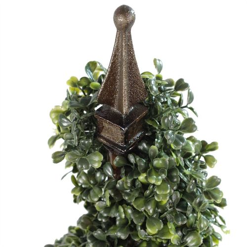 90cm (3ft) Tall Artificial Boxwood Tower Tree Topiary Spiral Metal Top