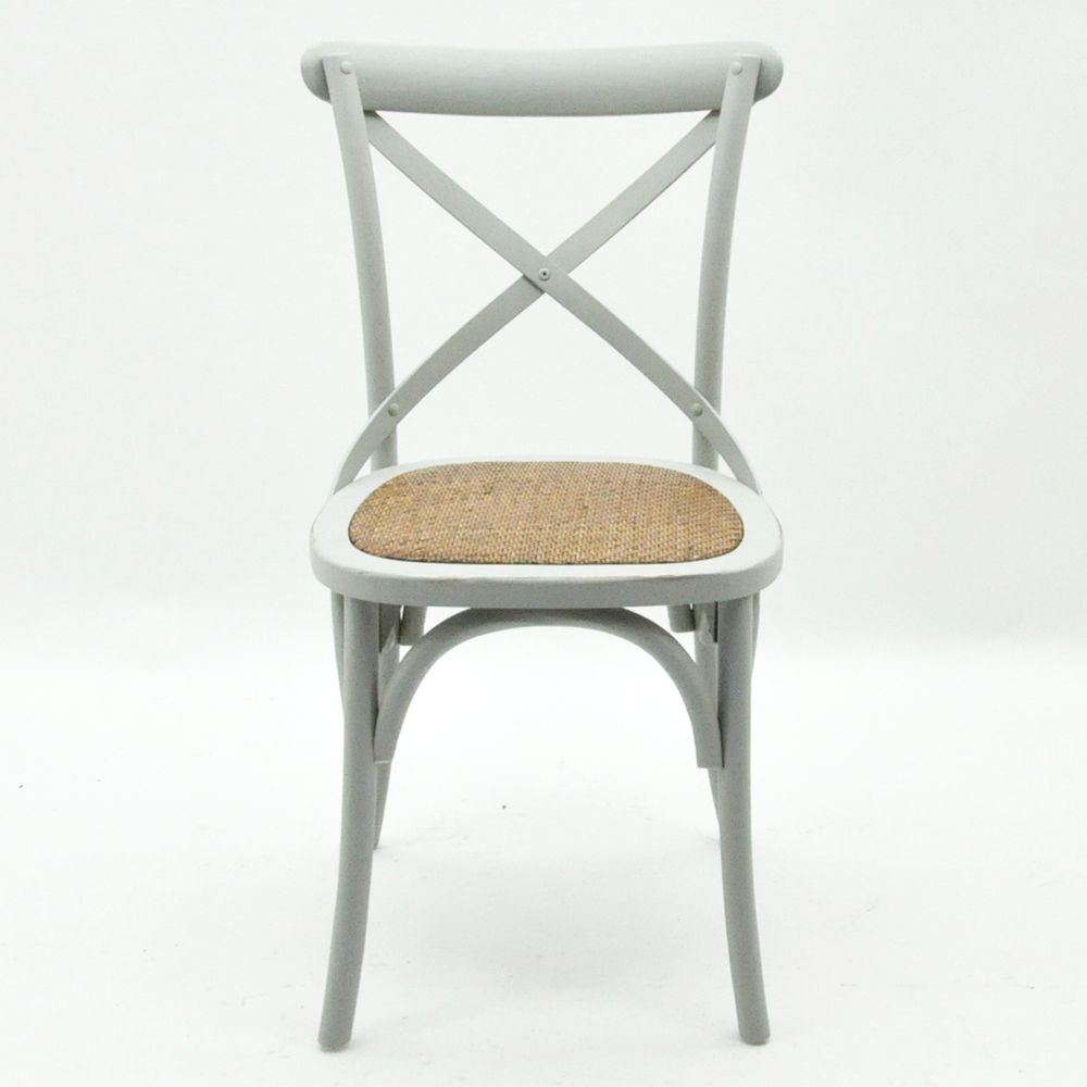 GREY FRENCH CROSS BACK CHAIR