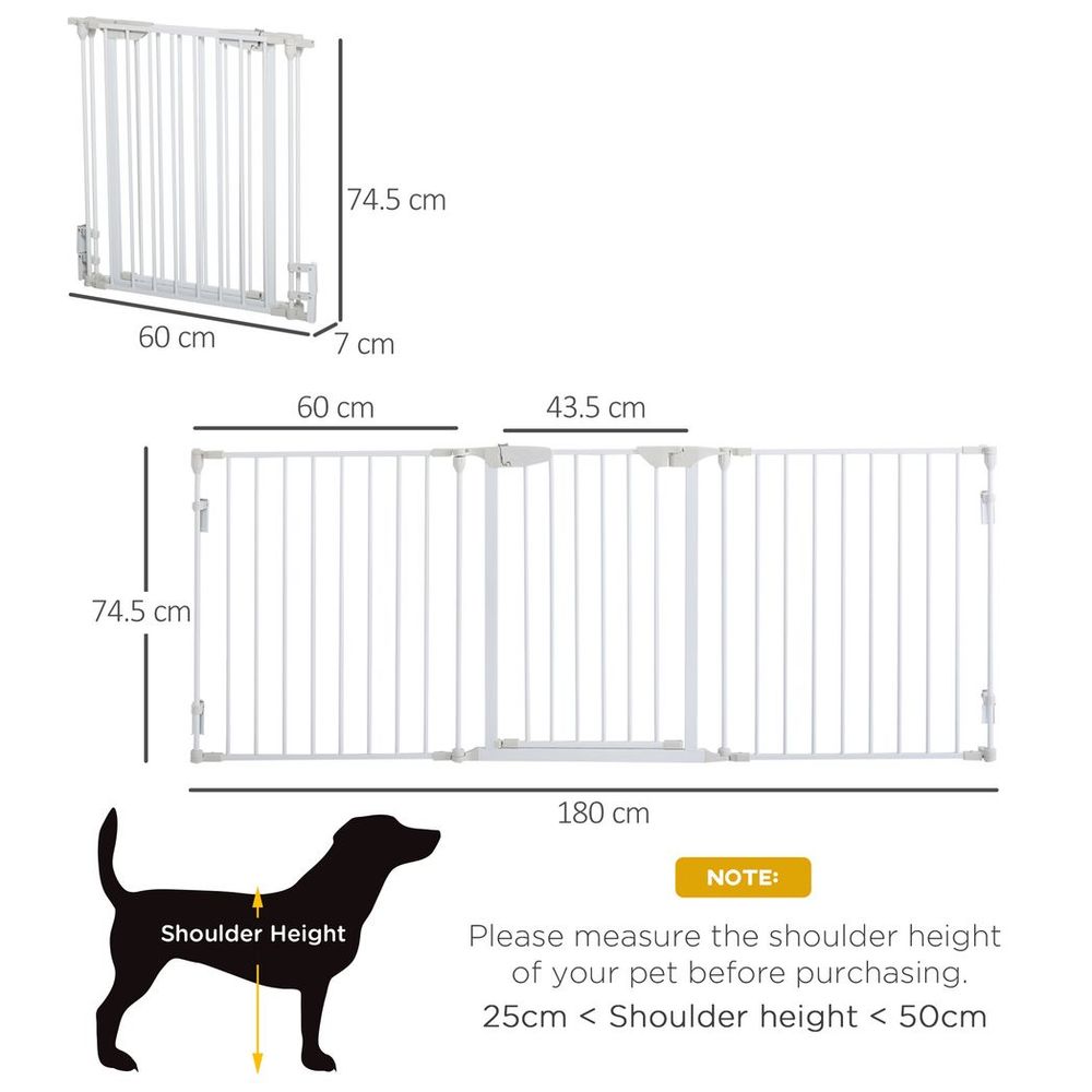 Pet Safety Gate 3-Panel Playpen Metal Fence W/ Walk Through Door White