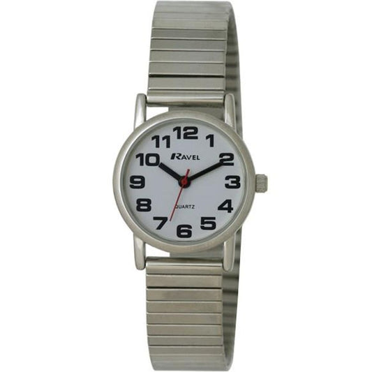 Ravel Ladies Easy Read Silver Expanding/Expander/Expansion Bracelet Band Watch R0208.02.2