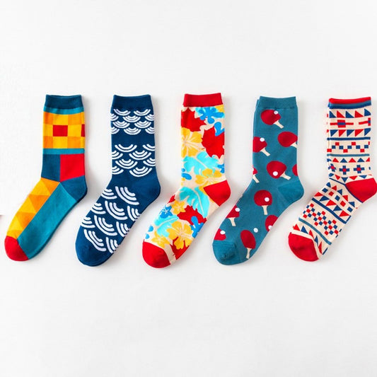 1 Pair Unisex Cotton Happy Sock Men Women British Style Casual Harajuku Pattern Brand Fashion Novelty Art For Couple Funny Socks