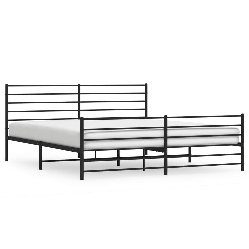 vidaXL Metal Bed Frame with Headboard and Footboard Black 180x200 cm 6FT Super King