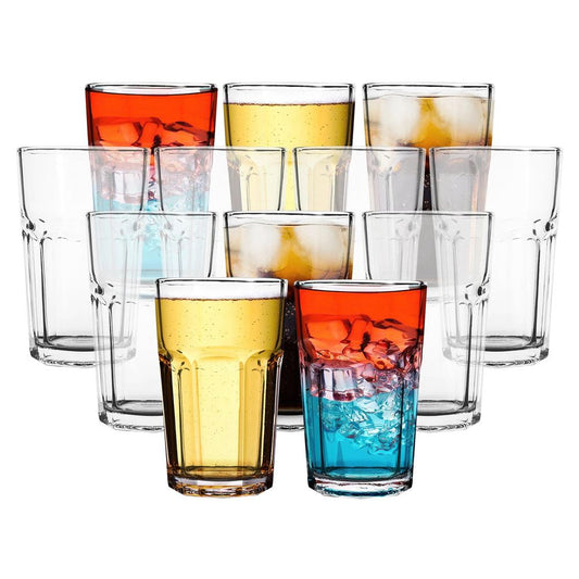12 Traditional Highball Glass Tumblers - 300ml (10.5oz) Highball Glasses