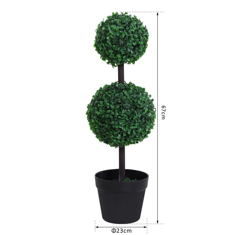 PE Set of 2 Artificial Boxwood Ball Topiary Plant Tree's Green