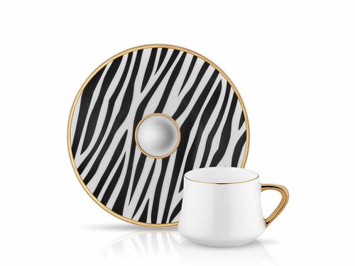 Sufi Coffee Cup and Saucer - Zebra - 90 cc