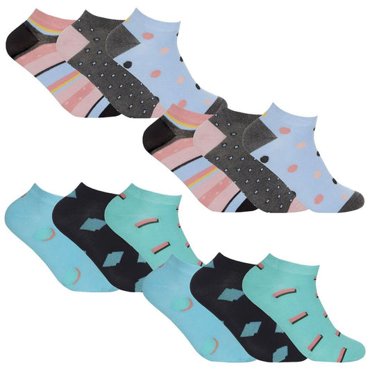 12 PAIRS - Girls Bamboo Trainer Socks