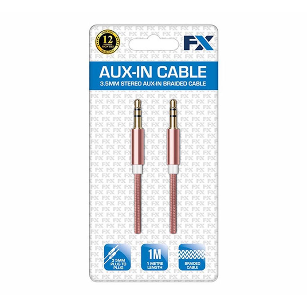 FX Powabud Aux-In-Cable 3.5mm Braided, Rose Gold