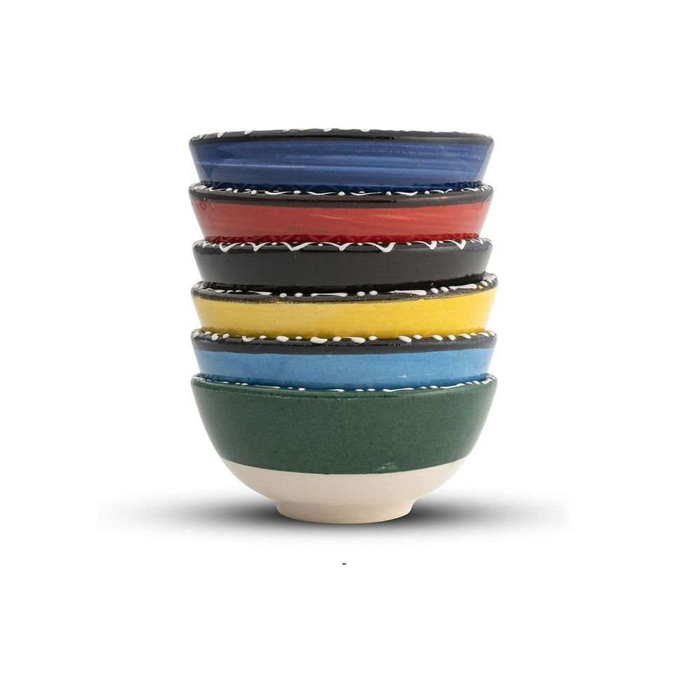 Handmade Ceramic Bowls Set of 6 Mexican 8cm