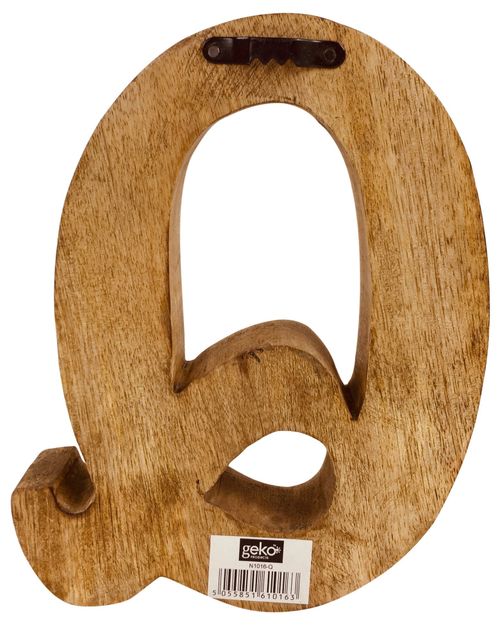 Hand Carved Wooden Geometric Letter Q