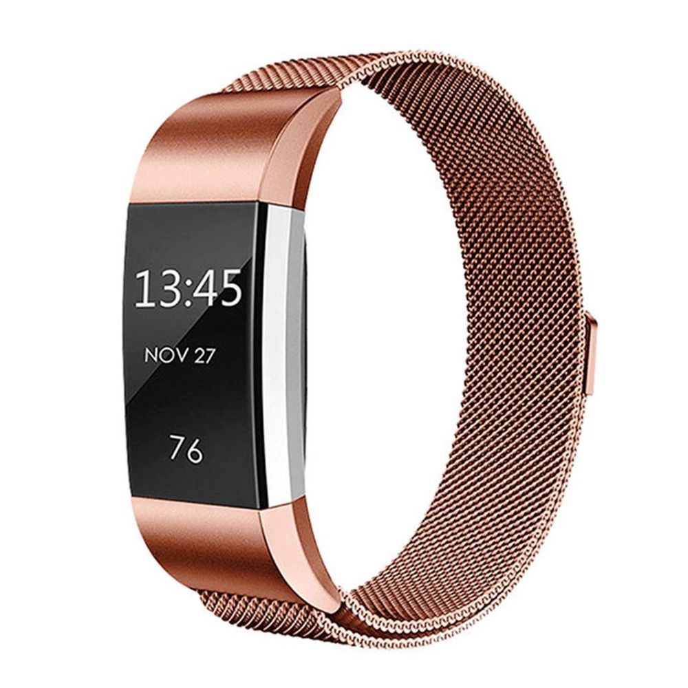 Aquarius Milanese Replacement Strap Band Compatible w/ Fitbit Charge2, Rose Gold