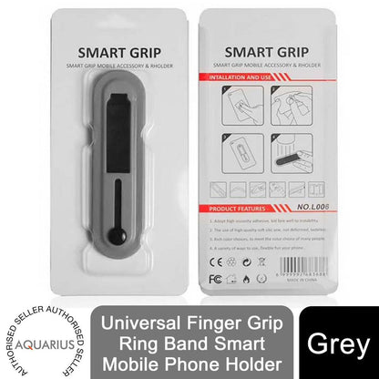 Aquarius Universal Finger Grip Ring Band Smart Mobile Phone Holder - Grey