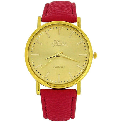 Relda Women Analogue Jumbo Gold tone Dial & PU Pink Strap With Buckle REL61