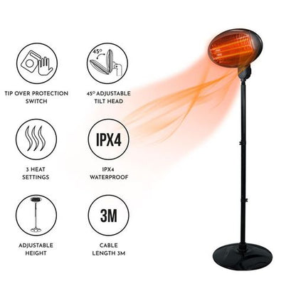 Debonair Adustable Height Indoor & Outdoor Use Waterproof Patio Heater - Quartz