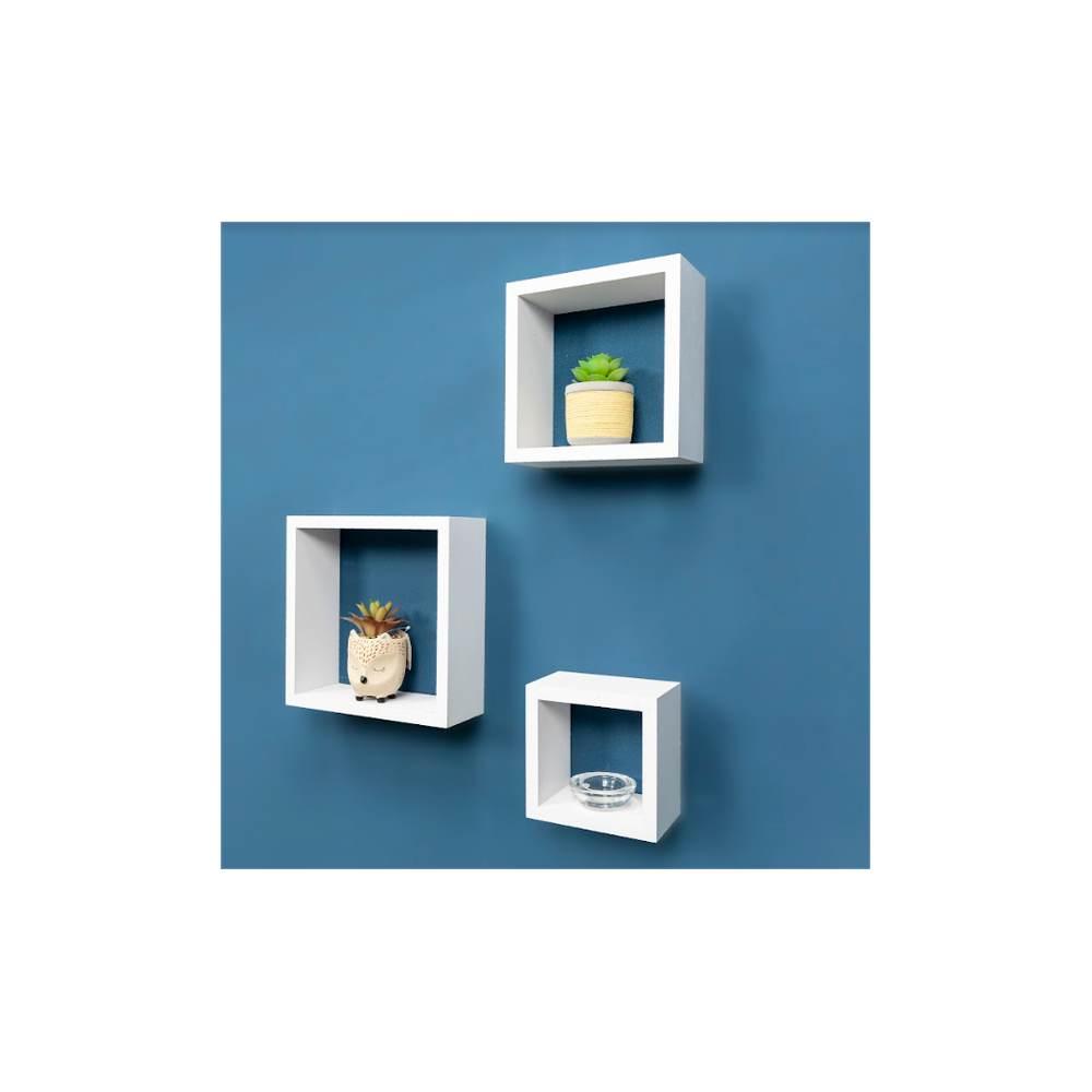 Set of 3 Cube White Floating Wall Shelf - CHELF