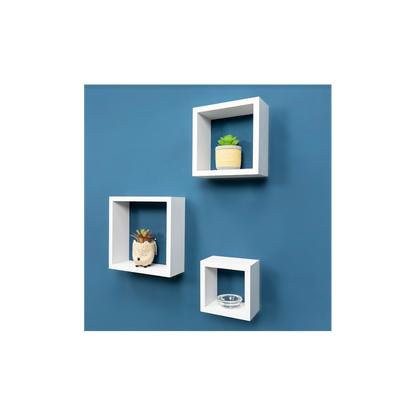 Set of 3 Cube White Floating Wall Shelf - CHELF