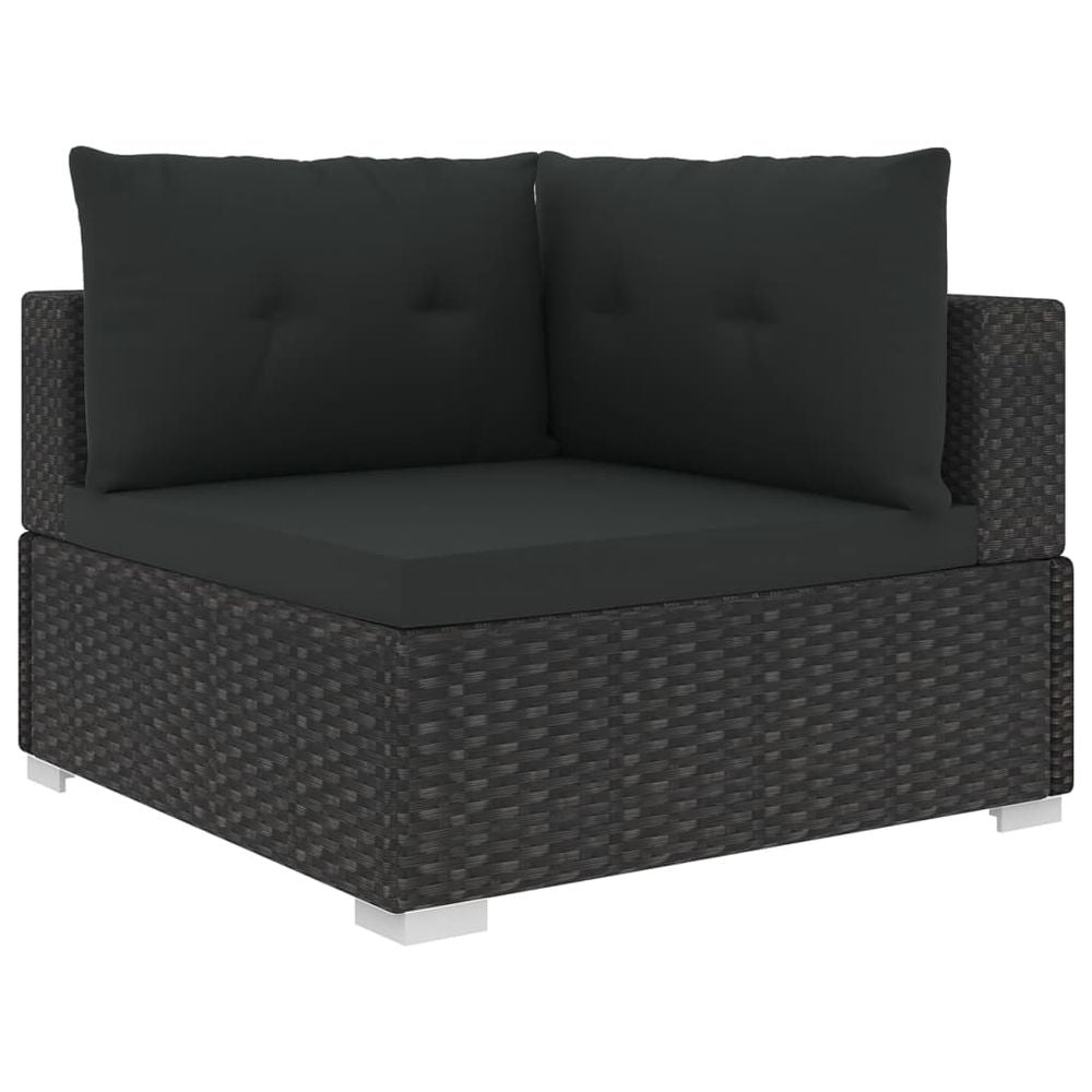 6 Piece Garden Lounge Set with Cushions Poly Rattan Black