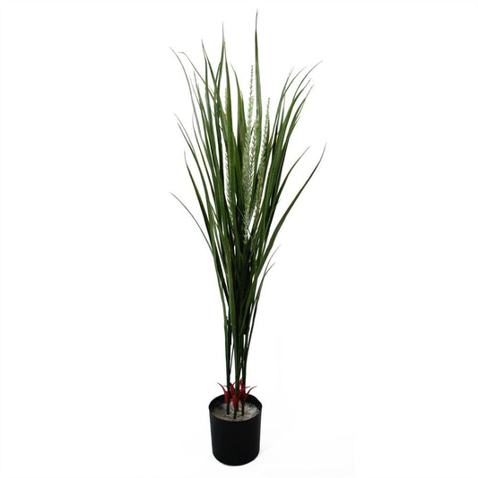 20cm Ceramic Green Glazed Barrel Planter with Artificial Green Dracaena Plant