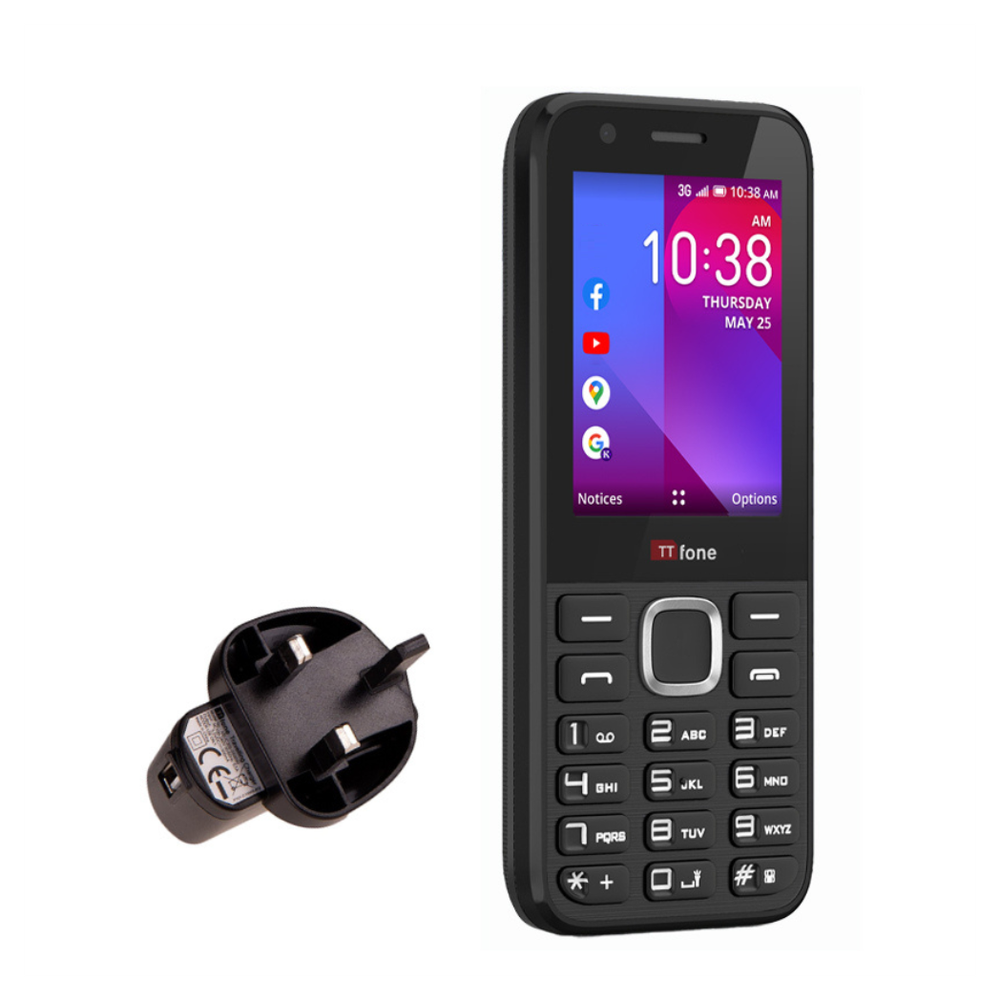 TTfone TT240 Simple Easy to use Mobile Phone with Mains Charger and Vodafone Pay As You Go Sim Card