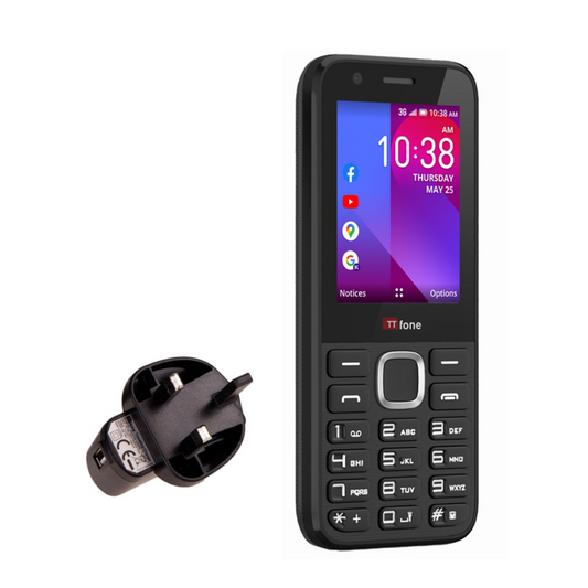 TTfone TT240 Simple Easy to use Mobile Phone with Mains Charger and Vodafone Pay As You Go Sim Card